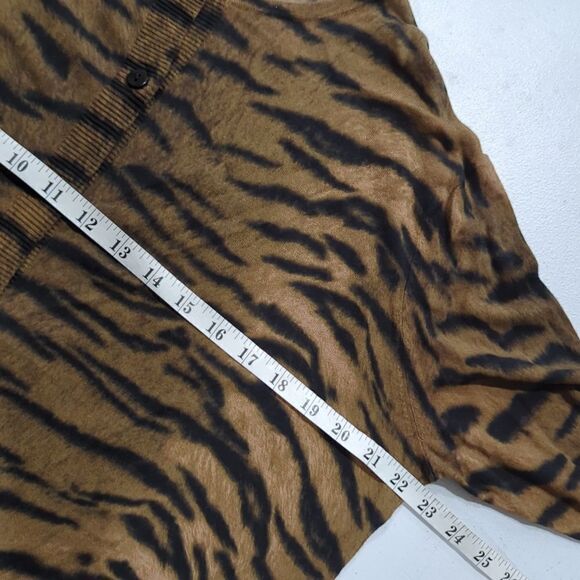 Worth Womens Sweater XL Tan Animal Print Cardigan Lightweight - Picture 7 of 8